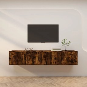 3188371 vidaXL ТВ шкафове със стенен монтаж, 2 бр, опушен дъб, 100x34,5x40 см