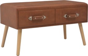 277076 vidaXL Пейка с чекмеджета, 80 см, кафява, изкуствена кожа