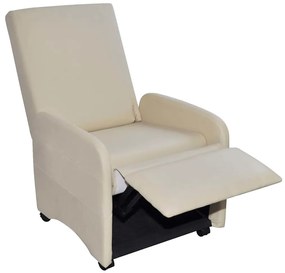 241680 vidaXL Сгъваем фотьойл, кремав, изкуствена кожа