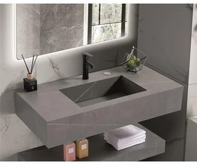 Мивка за баня PIETRA » ICL 12049/100G, стенен монтаж, кварц, сив, 100x50x18см