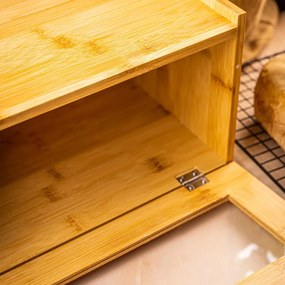 Кутия за хляб Klausberg KB 7923, 35.5 см, Акрилно прозорче, Бамбук, Кафяв