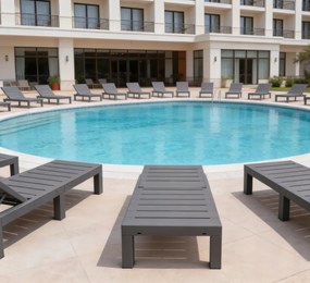 Здрав градински шезлонг за басейн и тераса - сив