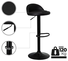 Черни бар столове в комплект от 2 бр. с регулируема височина от имитация на кожа (височина на седалката 72 cm) – Casa Selección