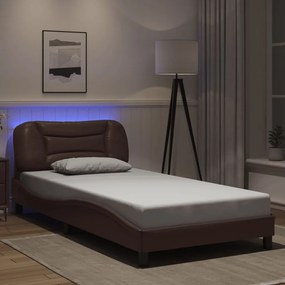 3213915 vidaXL Рамка за легло с LED без матрак Hvar, кафява, 100x200 см