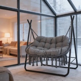 Висящ люлеещ се стол с конструкция, кок за 2 лица POLY