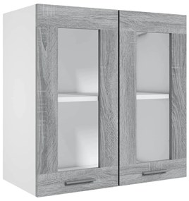 815121 vidaXL Окачен стъклен шкаф, Lyon сив сонома 60x31x60см инженерно дърво