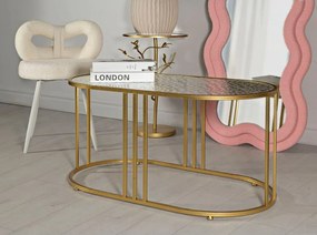 Бяла/златистa масичка за кафе със стъклен плот 50x90 cm Antalia – Mauro Ferretti