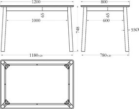 Трапезна маса от декор от дъб 80x120 cm Barlow – Actona