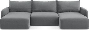 Сив кадифен сгъваем/с място за съхранение ъглов диван (U форма) Kalena – Makamii
