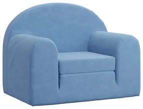 357020 vidaXL Детско диванче, синьо, мек плюш
