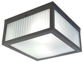 Интелигентна външна таванна лампа черна с оребрено стъкло, вкл. WiFi A60 - Charlois