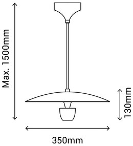 Бяло висящо осветително тяло, височина 150 cm Poppins - SULION