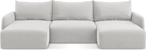 Светлосив кадифен сгъваем/с място за съхранение ъглов диван (U форма) Kalena – Makamii