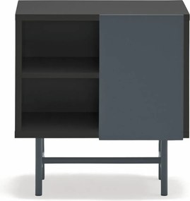 Черно/антрацитно матово нощно шкафче с рафтове Nube – Teulat