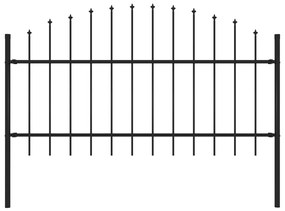 Sonata Градинска ограда с пики (1-1,25)x1,7 м стомана черна