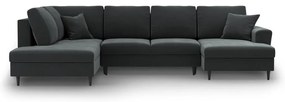 Тъмносив кадифен разтегателен ъглов диван с място за съхранение (ляв ъгъл/U форма) Kyoto – Cosmopolitan Design