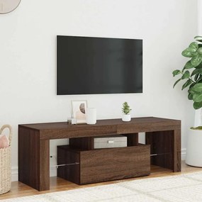 815668 vidaXL ТВ шкаф с LED осветление, кафяв дъб, 120x35x40 см