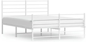 352383 vidaXL Метална рамка за легло с горна и долна табла, бяла, 120x190 см