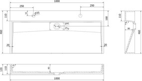 Mexen Ava плотова мивка от конгломерат 2/O 100 x 46 см, бяла - 23011002