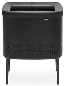 Кош за пране Brabantia Bo 1004175, 60 л, Пълнене без отваряне, Вентилационни отвори, Регулируеми крачета, Черен
