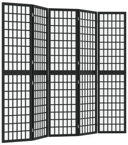 352081 vidaXL Параван за стая, 5 панела, японски стил, 200x170 cм, черен