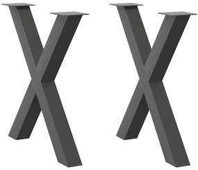 4012978 vidaXL Крака за трапезна маса, X-образни, 2 бр., антрацит, 70x(72-73) см, стомана