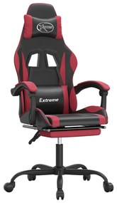 3143885 vidaXL Гейминг стол с опора, черно и виненочервено, изкуствена кожа