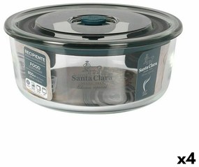 Херметическа Кутия за Обяд Santa Clara Сив 850 ml 15,6 x 6,8 cm (4 броя)