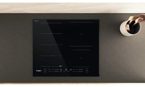 Керамичен плот за вграждане Whirlpool WF S5060 CPBF, 7200W, 4 зони, 18 степени, Chef Control, FlexiCook, Индукционен, Черен