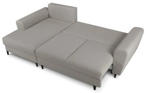 Светлосив разтегателен ъглов диван с място за съхранение от прежда с примки от букле (ляв ъгъл) Kyoto – Cosmopolitan Design