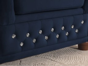 Син кадифен разтегателен ъглов диван (ляв ъгъл L форма) York Blik – Ropez