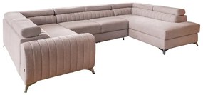 Розов разтегателен ъглов диван с място за съхранение (десен ъгъл U форма) Louis – ELTAP