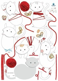 Стикер за котки и топки, 30 см - Ambiance