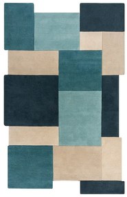 Син/бежов вълнен килим 120x180 cm Abstract Collage – Flair Rugs