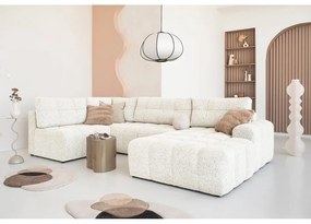 Кремав разтегателен модулен ъглов диван с място за съхранение (ляв ъгъл) Lulu – Miuform