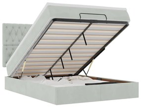 3314390 vidaXL Османска легло с матраци и LED, светлосиво, 140x190 см, кадифе