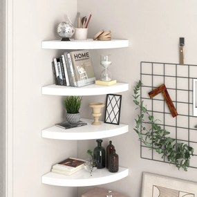 323909 vidaXL 323909 Floating Corner Shelves 4 pcs High Gloss White 35x35x3,8 cm MDF