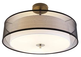Модерна лампа за плафон черно-бяла 50 см 3-светка - Drum Duo