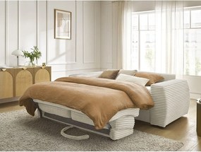 Бежов диван за ежедневно спане/сгъваем от рипсено кадифе 240 cm Hugo – Bobochic Paris