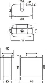 Комплект за баня Laila 2703-NROP с рафт 2715 с чекмедже 2712-89 Scarabeo