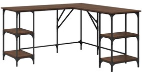 837596 vidaXL Бюро, кафяв дъб, 139x139x75 см, инженерно дърво