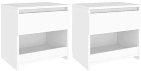 803444 vidaXL Нощни шкафчета, 2 бр, бели, 40x30x39 см, инженерно дърво