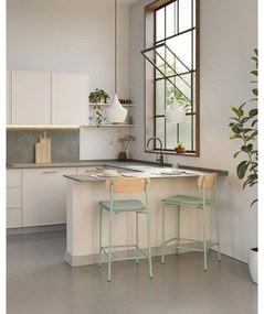 Бар столове в комплект от 2 броя в синьо-натурален цвят (височина на седалката 66 см) Adriana - Marckeric