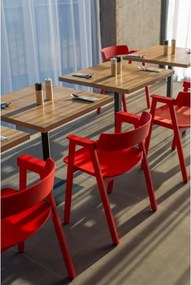 Червен трапезен стол с подлакътници от масивен дъб Flip – Gazzda