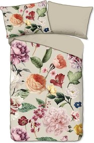 Бежово памучно спално бельо от сатен за единично легло 140x200 cm - Descanso