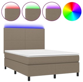 3134713 vidaXL Боксспринг легло с матрак и LED, таупе, 140x190 см, плат