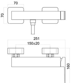 Стенна душ батерия в лъскаво-сребрист цвят (1 изход) Latus – Sapho