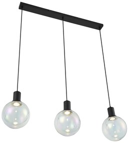 Дизайнерска висяща лампа черна с дъгово стъкло правоъгълна 3-лампи - Mallon