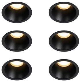 Комплект от 6 черни вградени прожектори GU10 35mm IP44 - Dept