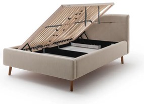 Бежово двойно легло 140x200 cm тапицирано с място за съхранение с включена подматрачна рамка Lotte – Meise Möbel